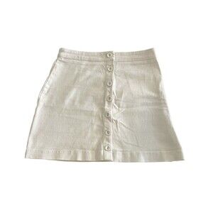 Forever 21 Women’s Size S Denim Mini Pencil Skirt White Button Front 99% Cotton